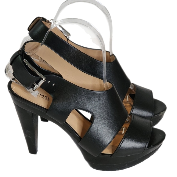 MICHAEL Michael Kors Shoes - Michael Kors Black Leather Platform Heels Size 8.5